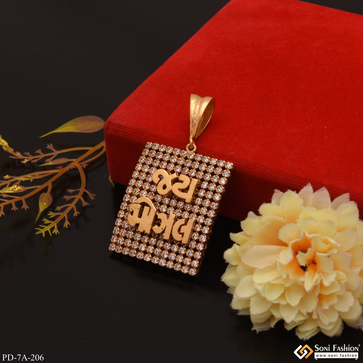 Soni Fashion - pendant - Jay Mogal Maa Square Design Gold Plated Pendant With Diamonds - Style A206