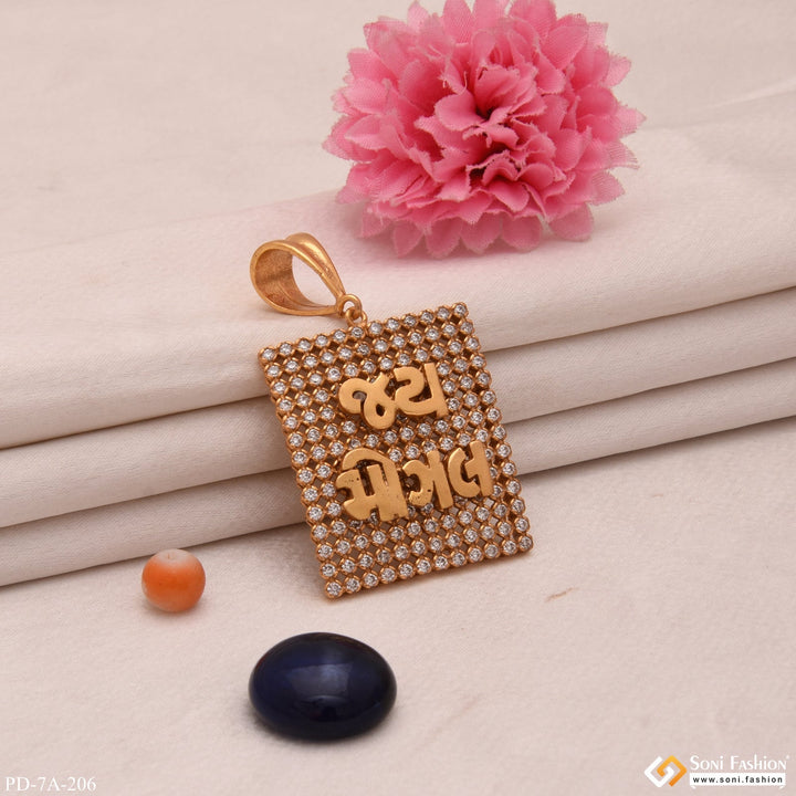 Soni Fashion - pendant - Jay Mogal Maa Square Design Gold Plated Pendant With Diamonds - Style A206