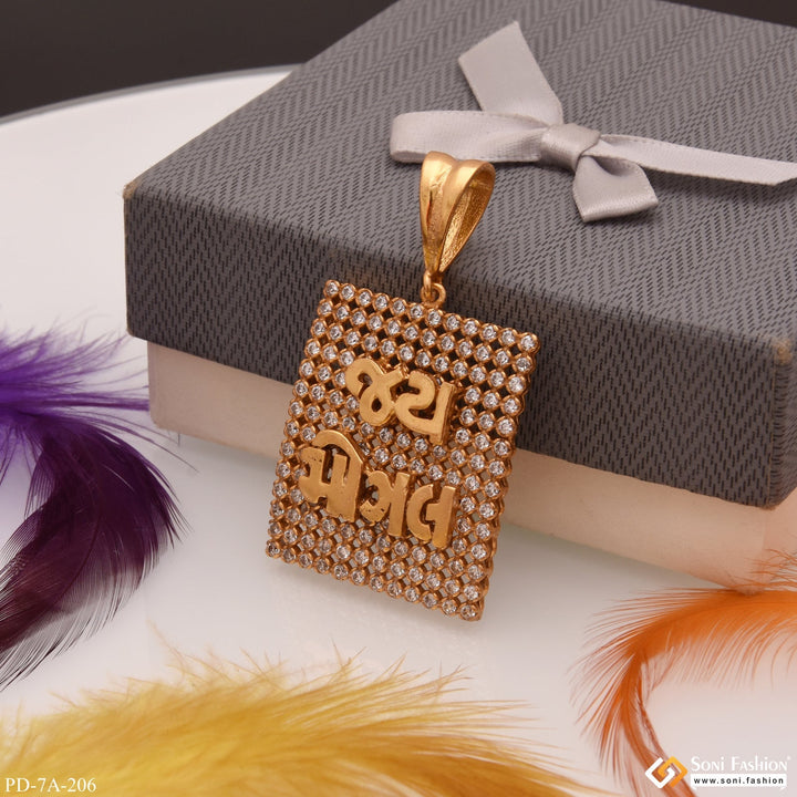 Soni Fashion - pendant - Jay Mogal Maa Square Design Gold Plated Pendant With Diamonds - Style A206