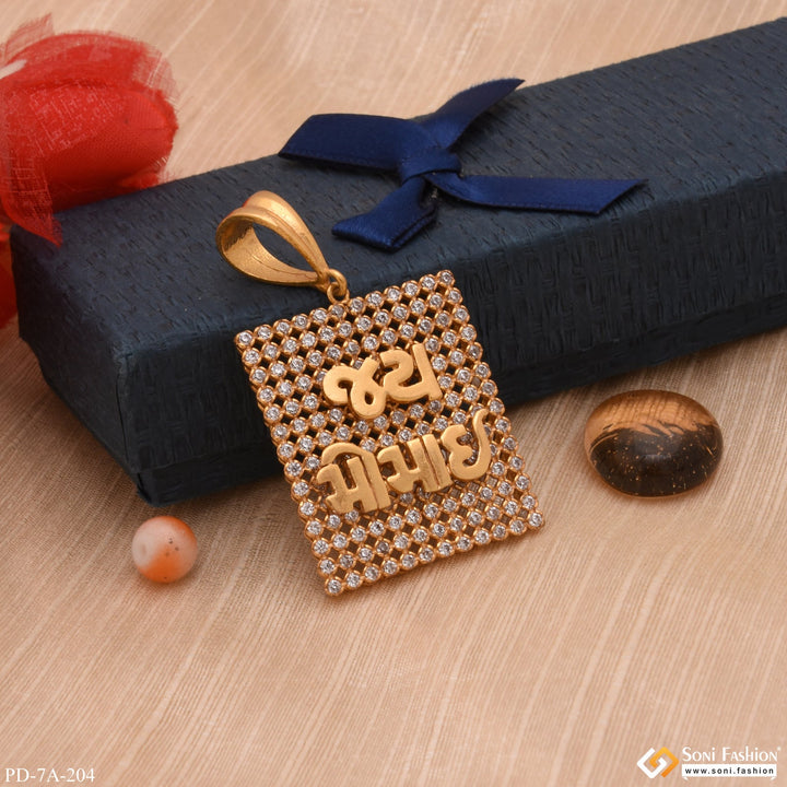 Soni Fashion - pendant - Jay Momai Square Design Gold Plated Pendant With Diamonds - Style A204