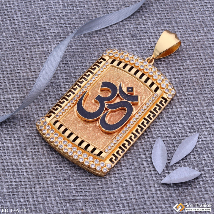 Soni Fashion - pendant - Om Gold Plated Pendant With Diamond Texture Background For Men - Style A484
