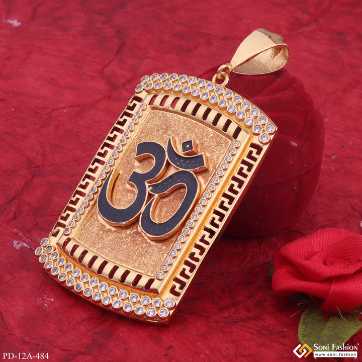 Soni Fashion - pendant - Om Gold Plated Pendant With Diamond Texture Background For Men - Style A484