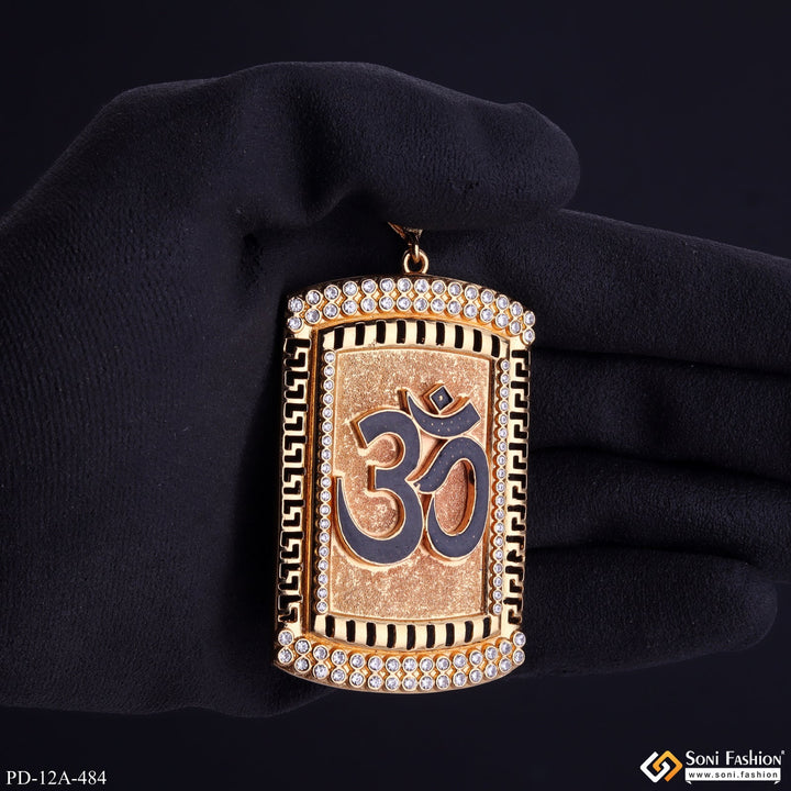 Soni Fashion - pendant - Om Gold Plated Pendant With Diamond Texture Background For Men - Style A484