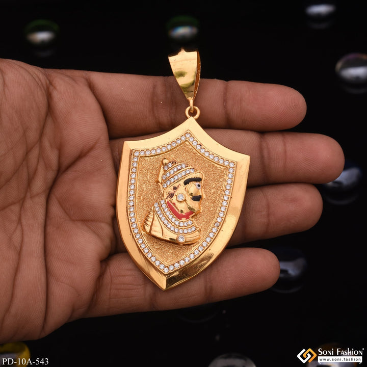 Soni Fashion - pendant - Royal Chatrapati Shivaji Maharaj Gold Plated Pendant with Diamond for Men - Style A543