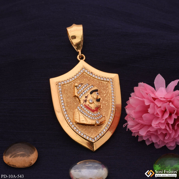 Soni Fashion - pendant - Royal Chatrapati Shivaji Maharaj Gold Plated Pendant with Diamond for Men - Style A543