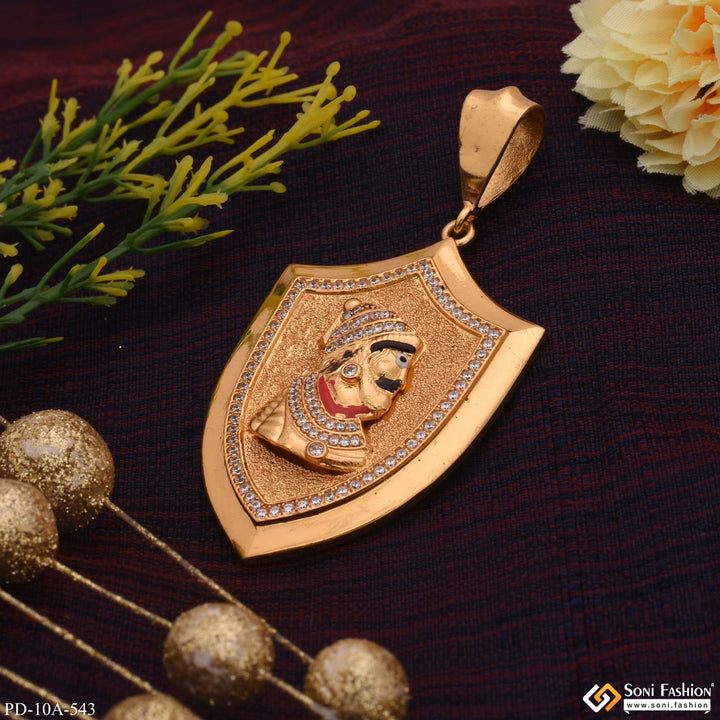 Soni Fashion - pendant - Royal Chatrapati Shivaji Maharaj Gold Plated Pendant with Diamond for Men - Style A543