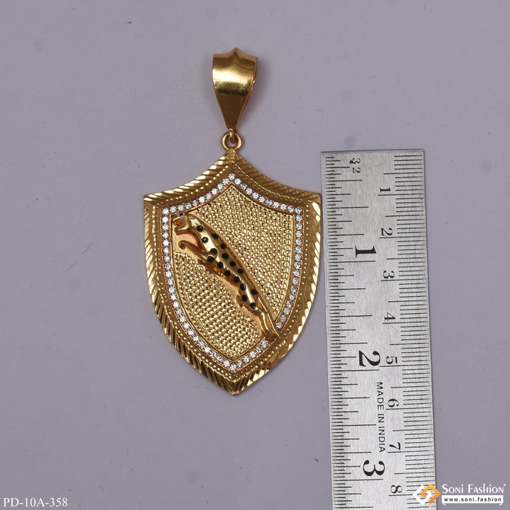 Soni Fashion - pendant - Royal Jaguar Brilliant Design Gold Plated Pendant for Men - Style A358