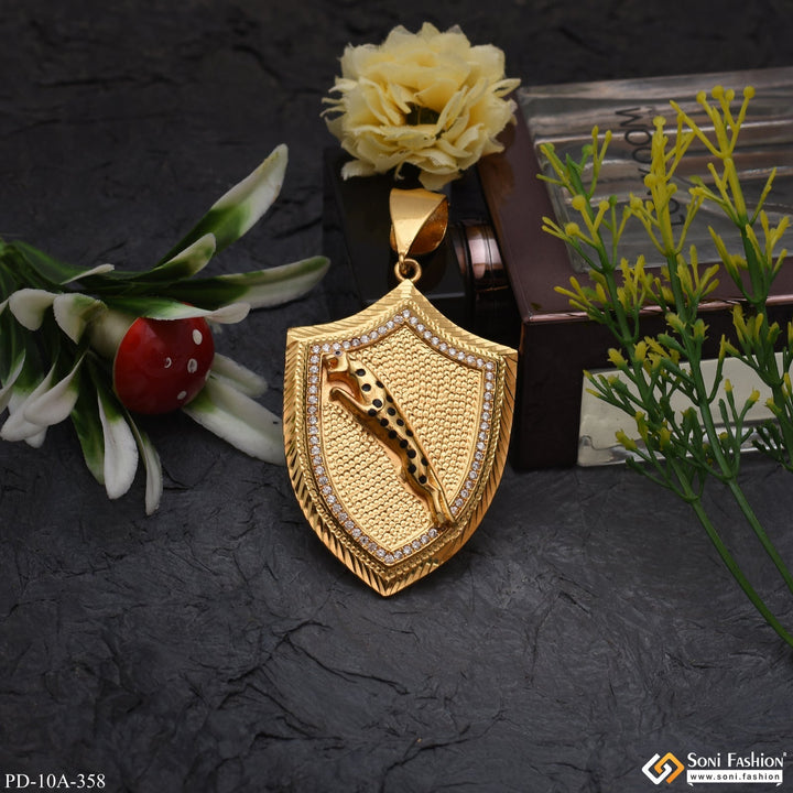Soni Fashion - pendant - Royal Jaguar Brilliant Design Gold Plated Pendant for Men - Style A358