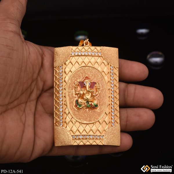 Soni Fashion - pendant - Very Big Ganesha In Tringle Pattern Diamond Gold Plated Pendant - Style A541