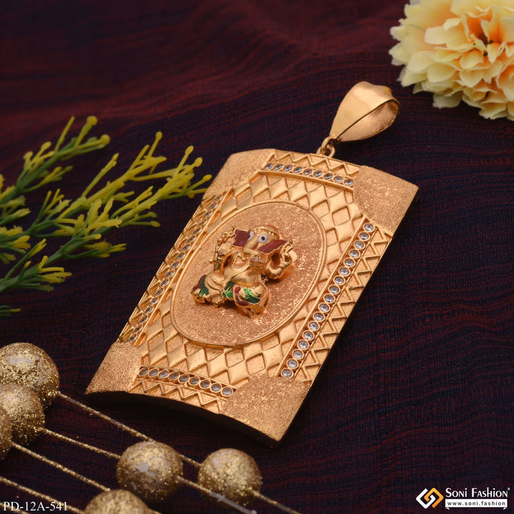 Soni Fashion - pendant - Very Big Ganesha In Tringle Pattern Diamond Gold Plated Pendant - Style A541