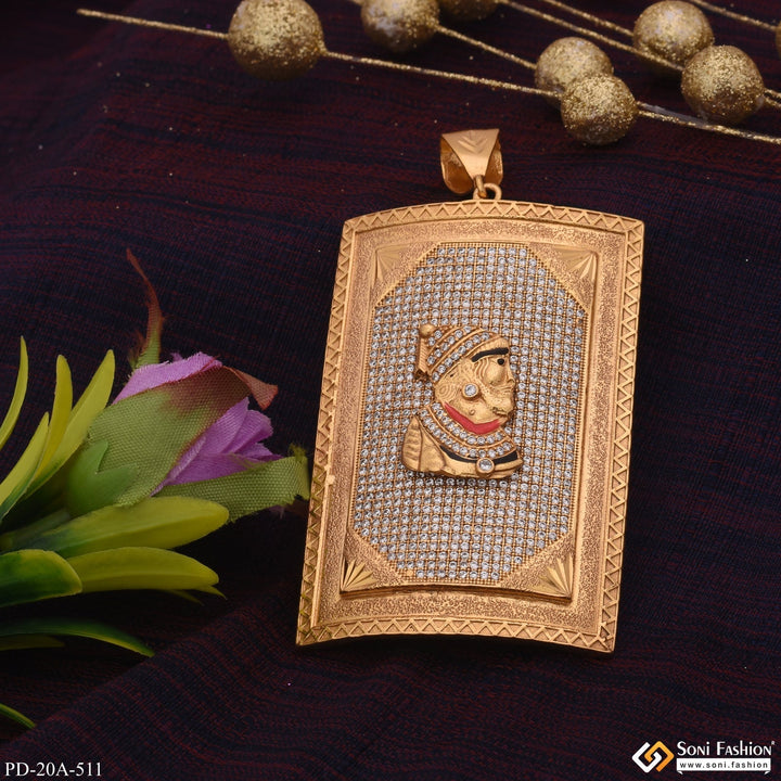 Soni Fashion - pendant - Very Big Size Chatrapati Shivaji Maharaj In Diamond Gold Plated Attractive Pendant - Style A511