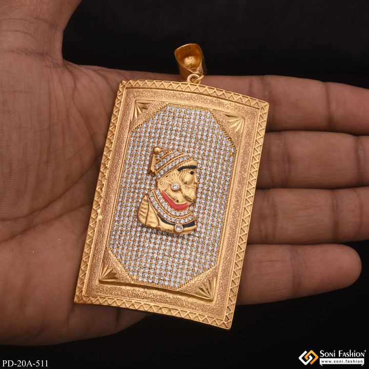 Soni Fashion - pendant - Very Big Size Chatrapati Shivaji Maharaj In Diamond Gold Plated Attractive Pendant - Style A511