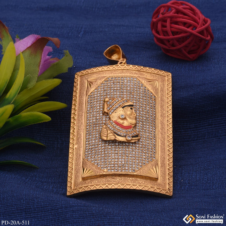 Soni Fashion - pendant - Very Big Size Chatrapati Shivaji Maharaj In Diamond Gold Plated Attractive Pendant - Style A511