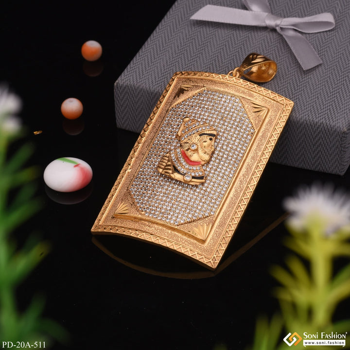 Soni Fashion - pendant - Very Big Size Chatrapati Shivaji Maharaj In Diamond Gold Plated Attractive Pendant - Style A511