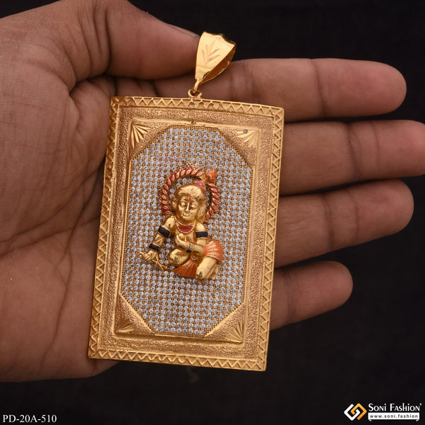 Soni Fashion - pendant - Very Big Size Krishna In Diamond Background Gold Plated Attractive Pendant - Style A510