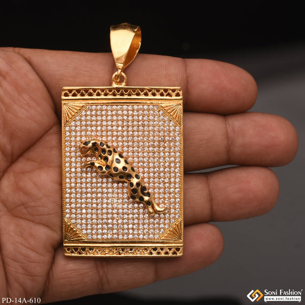 Soni Fashion - pendant - Very Trendy Jaguar In Attractive Diamond Background In Gold Plated Pendant - Style A610