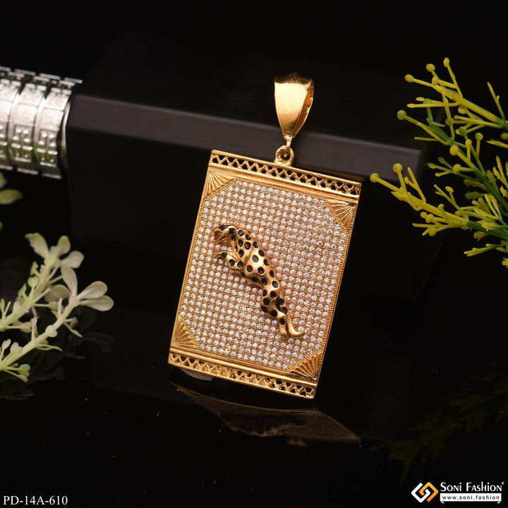 Soni Fashion - pendant - Very Trendy Jaguar In Attractive Diamond Background In Gold Plated Pendant - Style A610