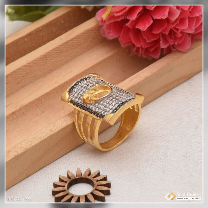 Soni Fashion - ring - 1 Gram Gold Forming Jaguar with Diamond Best Quality Ring for Men - Style A922