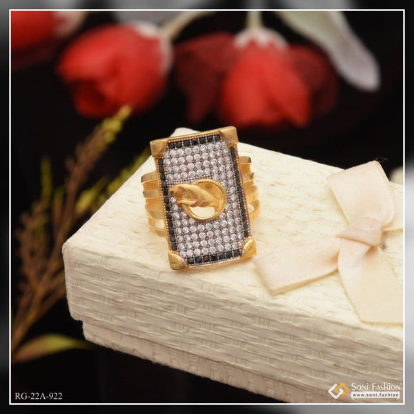 Soni Fashion - ring - 1 Gram Gold Forming Jaguar with Diamond Best Quality Ring for Men - Style A922