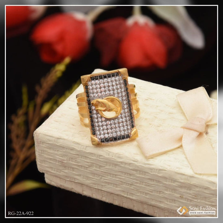 Soni Fashion - ring - 1 Gram Gold Forming Jaguar with Diamond Best Quality Ring for Men - Style A922