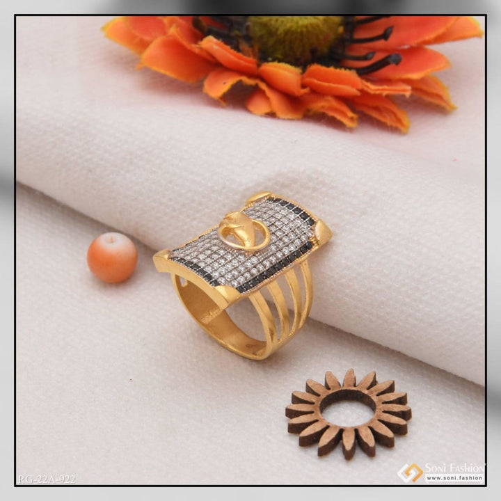 Soni Fashion - ring - 1 Gram Gold Forming Jaguar with Diamond Best Quality Ring for Men - Style A922