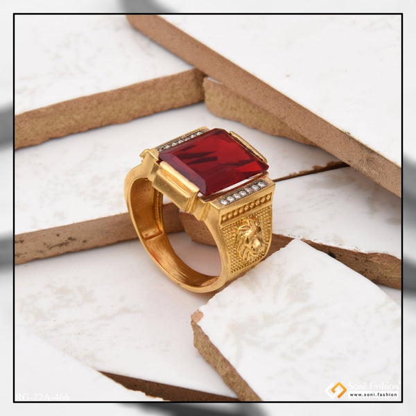 Soni Fashion - ring - 1 Gram Gold Forming Red Stone with Diamond Delicate Design Ring - Style A466
