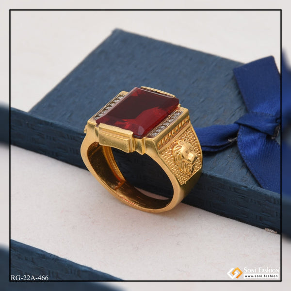 Soni Fashion - ring - 1 Gram Gold Forming Red Stone with Diamond Delicate Design Ring - Style A466