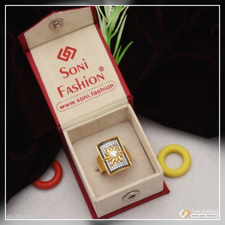 Soni Fashion - ring - 1 Gram Gold Forming Sun with Diamond Gorgeous Design Ring for Men - Style A943