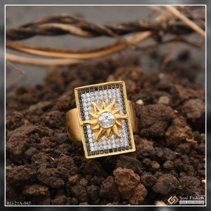 Soni Fashion - ring - 1 Gram Gold Forming Sun with Diamond Gorgeous Design Ring for Men - Style A943