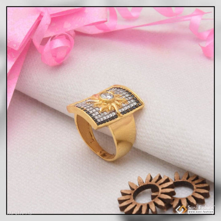 Soni Fashion - ring - 1 Gram Gold Forming Sun with Diamond Gorgeous Design Ring for Men - Style A943