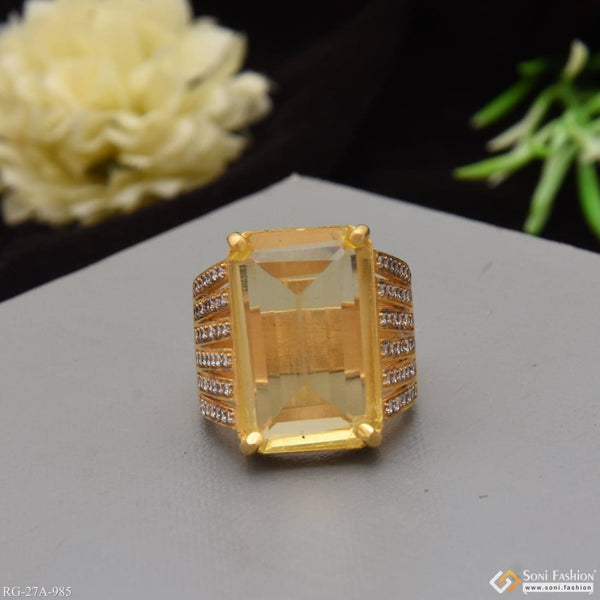 Soni Fashion - ring - 1 Gram Gold Forming Yellow Ring with Diamond Antique Design Ring for Men - Style A985