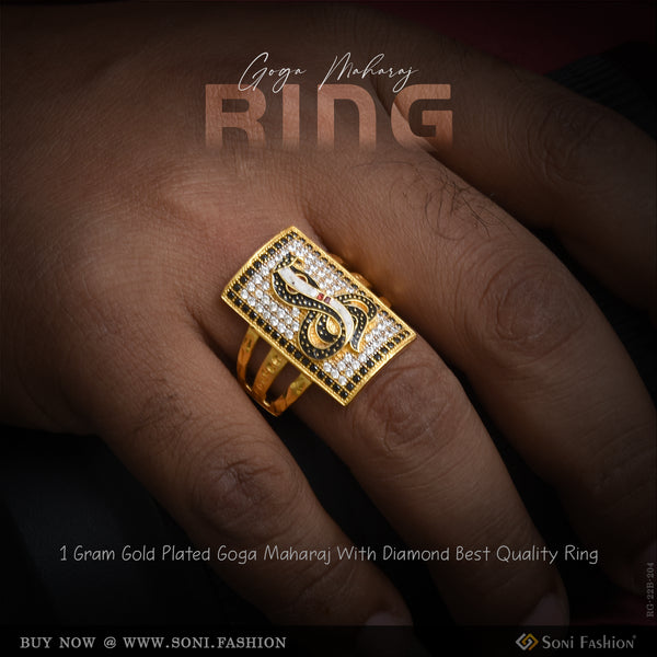 Soni Fashion - ring - 1 Gram Gold Plated Goga Maharaj With Diamond Best Quality Ring For Men - Style B204