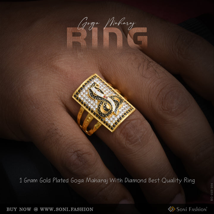 Soni Fashion - ring - 1 Gram Gold Plated Goga Maharaj With Diamond Best Quality Ring For Men - Style B204