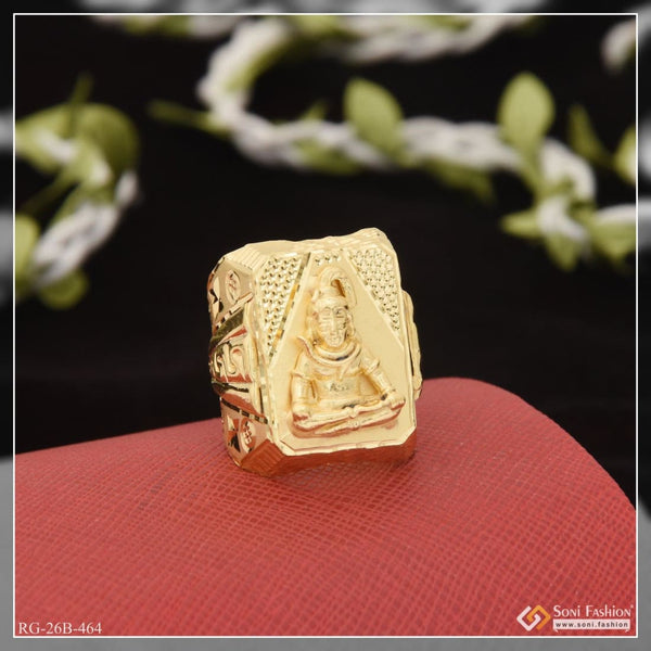 Soni Fashion - ring - 1 Gram Gold Plated Mahadev Best Quality Durable Design Ring for Men - Style B464