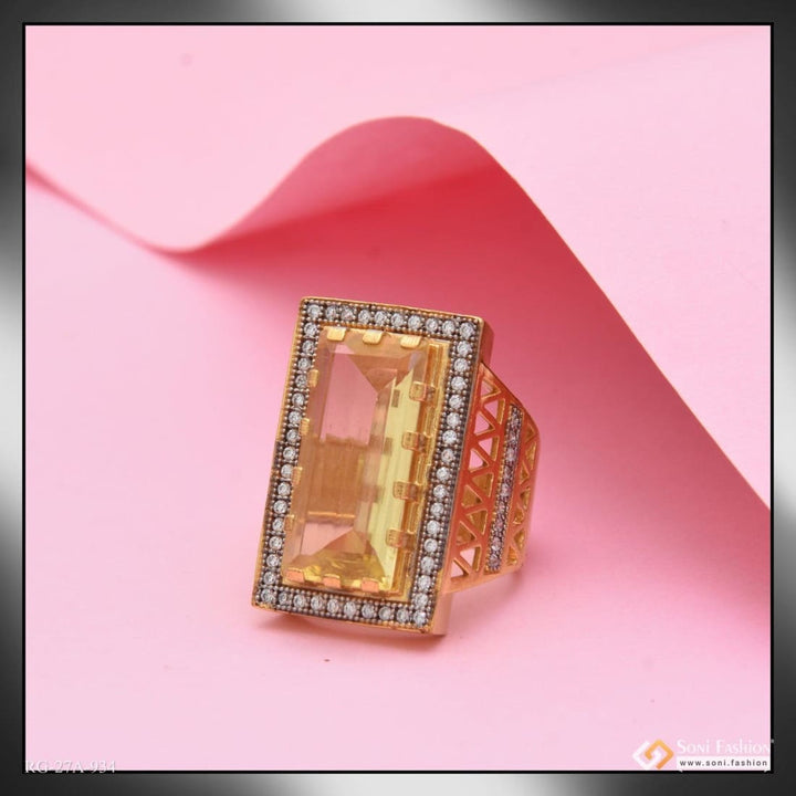 Soni Fashion - ring - 1 Gram Gold Plated Yellow Stone with Diamond Fashionable Design Ring - Style A934