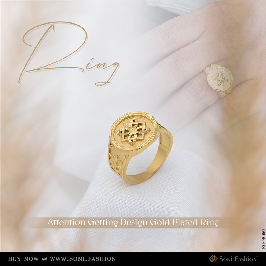 Soni Fashion - ring - Gold Plated Filigree Ring for Men | Round Attention-Getting Style - Style B662