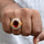 Red stone with diamond extraordinary design gold plated ring