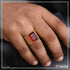 Red Stone with Diamond Fashionable Design Gold Plated Ring for Men - Style A800