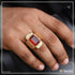 Red Stone with Diamond Finely Detailed Design Gold Plated Ring for Men - Style A805