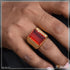 Red Stone With Diamond Finely Detailed Design Gold Plated Ring For Men - Style B295