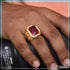Red Stone With Diamond Stunning Design Superior Quality Ring For Men - Style B008