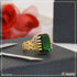 1 Gram Gold Plated Green Stone with Diamond Popular Design Ring for Men - Style B486