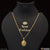 Gold plated necklace for ladies with diamond classic design emblem displayed on mannequin.
