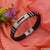 Superior quality black and silver men’s bracelet with flower design