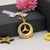 Triangle with diamond glittering design gold plated pendant