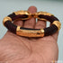 Two-Lion Face & Mahadev Genda Kada Classic Design Leather Gold Plated - Style A054