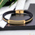 Very trending fancy black rubber bracelet with gold plating