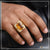 Yellow stone with diamond glittering design gold plated ring