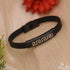 Zigzag Glossy Attractive Black Leather Stainless Steel Bracelet - Style A853