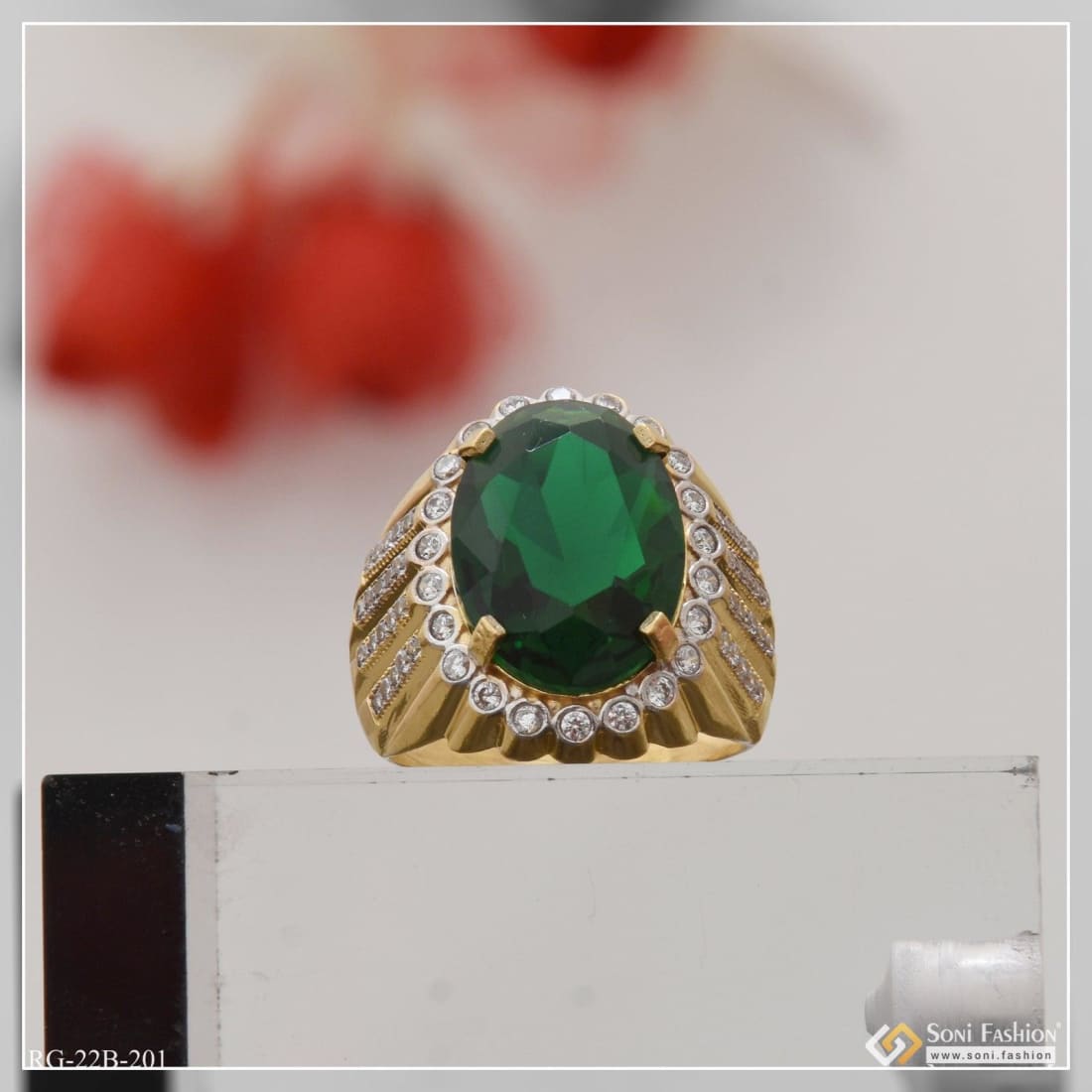 12.25 Ratti Natural Panna Stone Gold Plated Ring Natural Emerald Stone And  Lab Certified Men Women